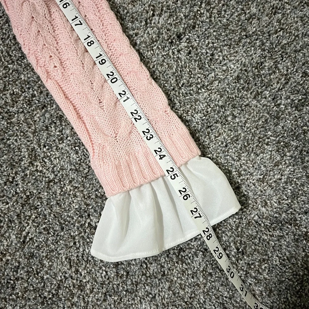 ELLE Women's Mock-layer Cable Knit Sweater; Pink; Size M - Picture 7 of 16